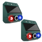 Repelente de animales con alarma solar, sensor de movimiento, luz estroboscópica y sirena de 129 dB; dispositivo de seguridad para exteriores (patio, granja, jardín) con 4 modos y protección impermeable IP55 (paquete de 2). - Imagen 2
