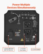 Generador inverter de 2900 W de potencia pico, generador silencioso portátil para uso doméstico, a gasolina, diseño compacto y ligero, energía estable, sensor de CO (monóxido de carbono), color naranja/negro - Imagen 2