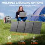 Estación de energía portátil de 300 W con panel solar de 60 W para acampada; generador solar con batería de litio de 296 Wh y 80 000 mAh. - Imagen 5