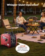 Generador inverter de 2900 W de potencia pico, generador silencioso portátil para uso doméstico, a gasolina, diseño compacto y ligero, energía estable, sensor de CO (monóxido de carbono), color naranja/negro - Imagen 3