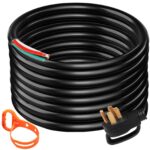 Cable de Extensión para Generador de 50 pies (15,2 m), 50A, Calibre 6 STW 6/3 + 8/1, Cable de Alimentación para Generador, N14-50P a Cable Pelado (Bare Wire), Cable Extensor de Energía para Generadores Portátiles, RV y Autocaravanas
