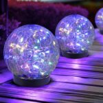 Lámpara solar de bola con efecto agrietado para patios y jardines - Imagen 8