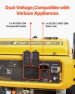 Generador portátil de 9625 W de potencia pico, generador de respaldo para el hogar, con asa plegable, arranque eléctrico, a gasolina, sensor de CO, preparado para RV y emergencias, salidas de 30A y 20A con regulación AVR - Imagen 4