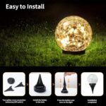 Lámpara solar de bola con efecto agrietado para patios y jardines - Imagen 6