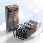 Batería externa Power bank solar de 30.000 mAh con cable integrado