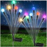 Luz solar de jardín para exteriores con efecto de luciérnaga; lámpara decorativa para césped y paisajes; iluminación LED solar ideal para decoración navideña y jardines. - Imagen 9