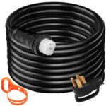 Cable de Extensión para Generador de 50A y 20 pies (6,1 m), STW 6/3 + 8/1, Cable de Alimentación 125V/250V con Conectores Twist-Lock N14-50P, SS2-50R y CS6364 para Generadores, RV y Uso Industrial
