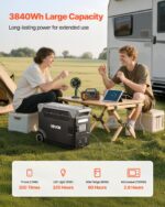 Estación de Energía Portátil de 3600W y 3840Wh, Generador Solar con 10 Puertos de Salida y Potencia de Entrada Ajustable, Batería Expandible LiFePO4 para Respaldo en el Hogar, Camping y Autocaravanas (Panel Solar NO Incluido) - Imagen 2