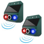 Repelente de animales con alarma solar, sensor de movimiento, luz estroboscópica y sirena de 129 dB; dispositivo de seguridad para exteriores (patio, granja, jardín) con 4 modos y protección impermeable IP55 (paquete de 2). - Imagen 5
