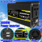 Inversor de alta frecuencia de 3000 W (12 V a 220 V/110 V) para vehículos y sistemas solares (fuera de la red) con onda senoidal modificada.