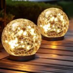 Lámpara solar de bola con efecto agrietado para patios y jardines