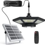 Luz solar de alta calidad para garaje: lámpara solar tipo farola de 6 caras y 4 paneles desplegables