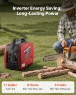 Generador inverter de 2900 W de potencia pico, generador silencioso portátil para uso doméstico, a gasolina, diseño compacto y ligero, energía estable, sensor de CO (monóxido de carbono), color naranja/negro - Imagen 4